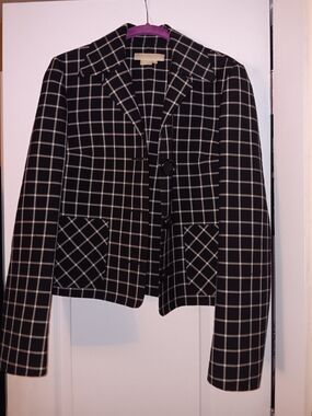 Michael Kors Black and Cream Windowpane Blazer